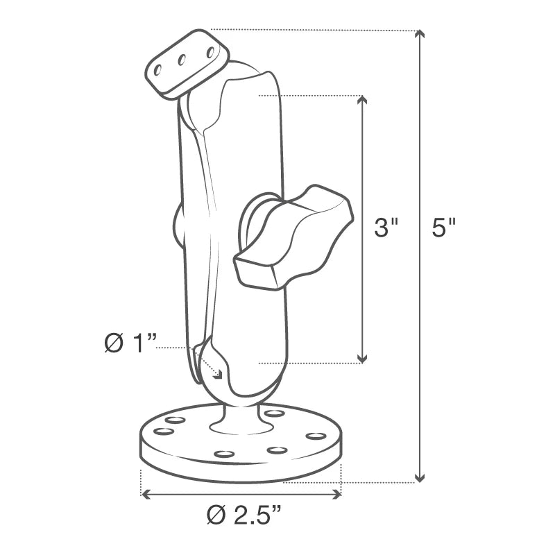 Ram Double Ball Drill-Down Mount with Diamond Place- Medium
