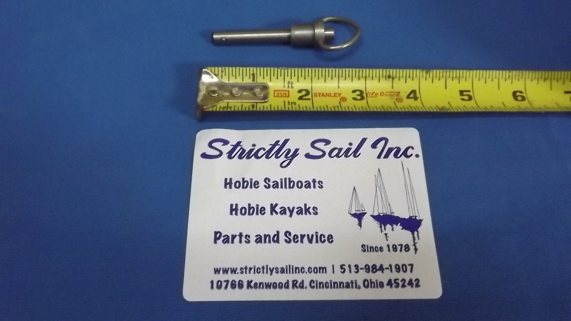Hobie Quick Release Pin, 1/4" x 1" Ring, Item #20304
