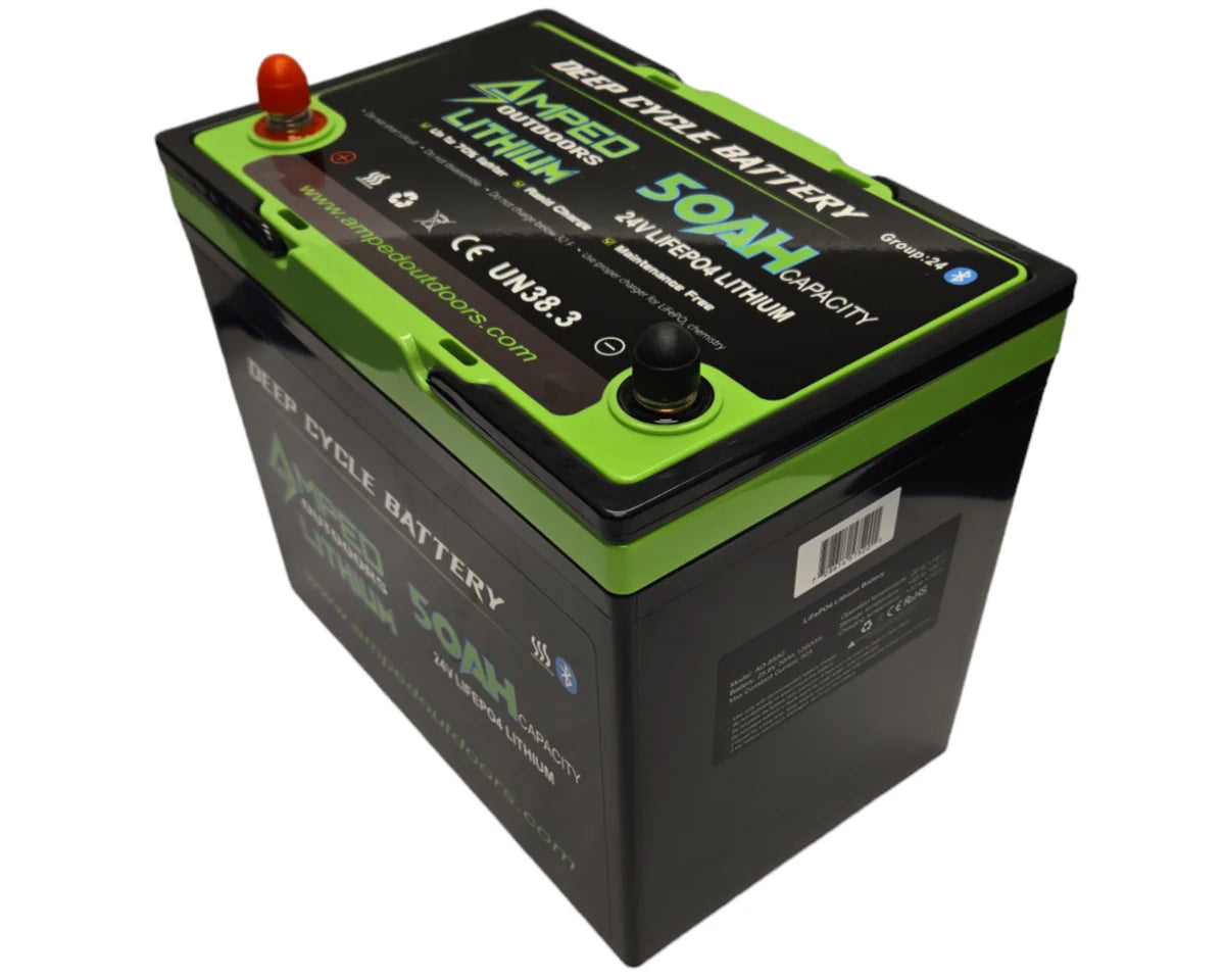 24V 50Ah Trolling Motor Lithium Battery (LiFePO4) - Bluetooth - Heated Charger included