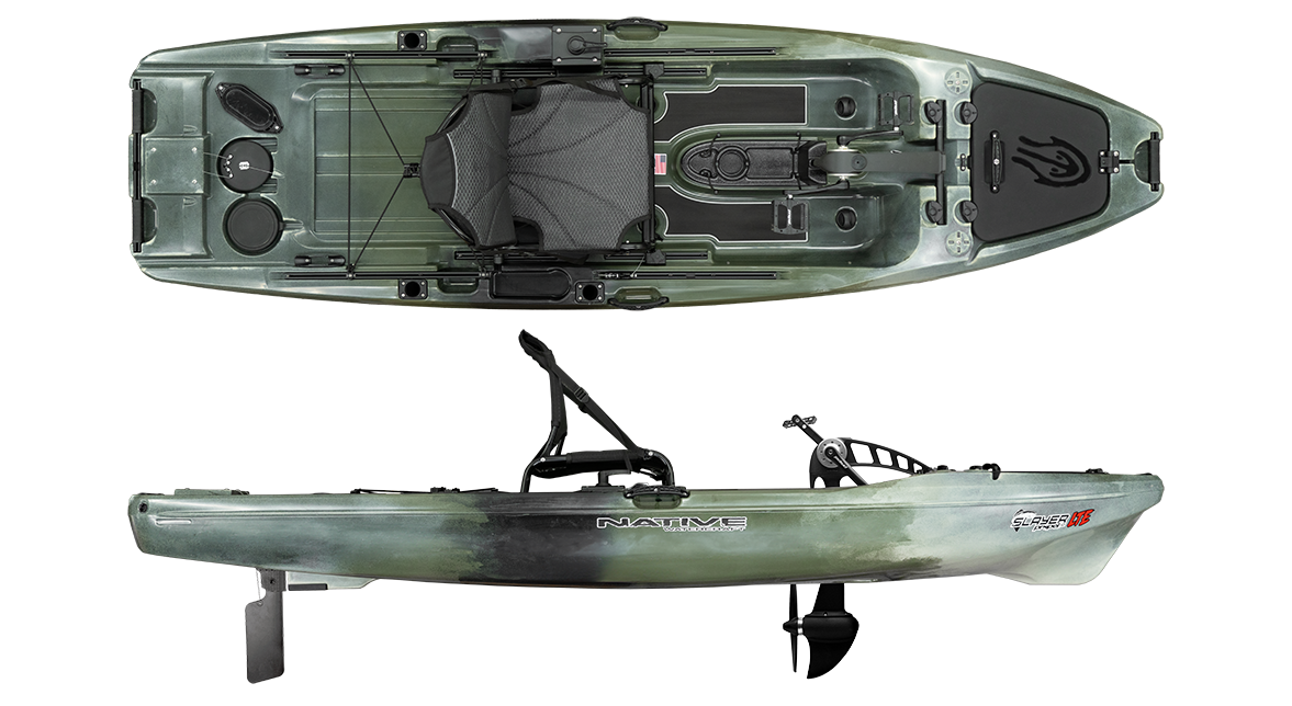 Native Watercraft Slayer Propel 10 LTE fishing kayak in Hidden Oak, manufacturer product photo