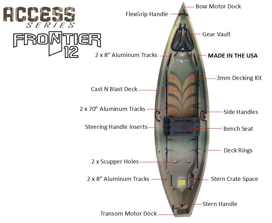 NuCanoe Frontier 12 ACCESS Series manufacturer standard features diagram